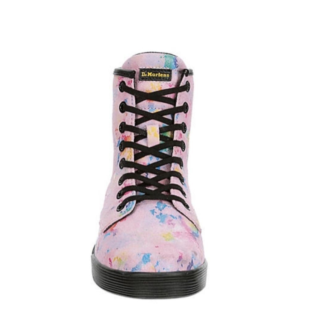 Dr. Martens Pink Multi-Color Paint-Splatter Combat Boots - Picture 4 of 14